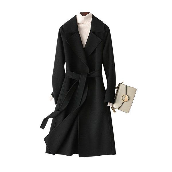 women's wool & blends double-faced cashmere woolen coat women overcoat female autumn winter elegant large size slim coats g237, Black
women's wool & blends double-faced cashmere woolen coat women overcoat female autumn winter elegant large size slim coats g237, Black