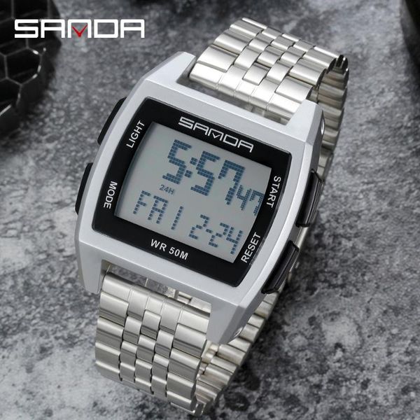 wristwatches sanda military sports watches led digital electronic watch waterproof mens male clock relogio masculino, Slivery;brown 
wristwatches sanda military sports watches led digital electronic watch waterproof mens male clock relogio masculino, Slivery;brown