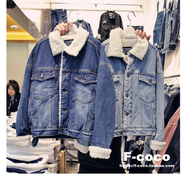 women's jackets 2021 korean women autumn and winter retro thickening lamb hair loose lapel pocket denim jacket locomotive coat, Black;brown
women's jackets 2021 korean women autumn and winter retro thickening lamb hair loose lapel pocket denim jacket locomotive coat, Black;brown