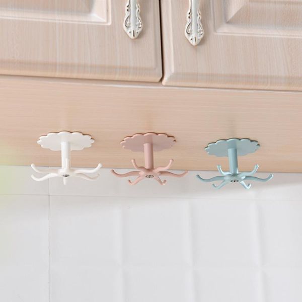 hooks & rails 1pc rotating hook bathroom holder kitchen storage rack under shelf rotate towel kitchenware cabinet organizer