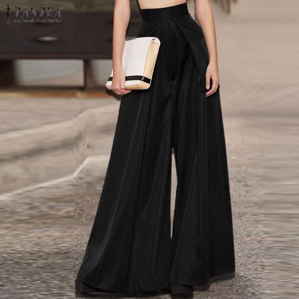 women's pants & capris 2021 zanzea fashion women solid wide leg trousers elegant pleated ol work pantalon flare palazzo summer high wai, Black;white
women's pants & capris 2021 zanzea fashion women solid wide leg trousers elegant pleated ol work pantalon flare palazzo summer high wai, Black;white