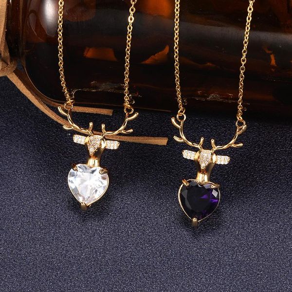 chains dainty crystal heart with elk deer necklaces pendants women xmas jewelry stainless steel chain antler charm collier femme, Silver
chains dainty crystal heart with elk deer necklaces pendants women xmas jewelry stainless steel chain antler charm collier femme, Silver