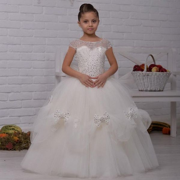 luxury flower girl dress with beading bows girls birthday puffy tulle for special occasion vestidos, White;blue
luxury flower girl dress with beading bows girls birthday puffy tulle for special occasion vestidos, White;blue