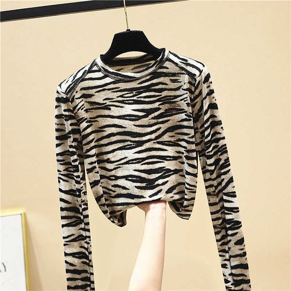 spring zebra print o neck t-shirt women's slim short full casual base coat fashion 210615, White
spring zebra print o neck t-shirt women's slim short full casual base coat fashion 210615, White