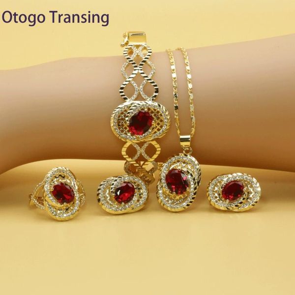 earrings & necklace otogo transing 2021 round red cubic zirconia gold color jewelry sets for women earring pendant ring bracelet set211, Silver
earrings & necklace otogo transing 2021 round red cubic zirconia gold color jewelry sets for women earring pendant ring bracelet set211, Silver