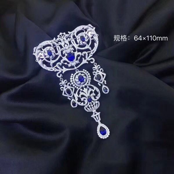victoria palace 925 sterling silver cubic zircon brooch pins luxury fine women jewelry white with blue color, Gray
victoria palace 925 sterling silver cubic zircon brooch pins luxury fine women jewelry white with blue color, Gray