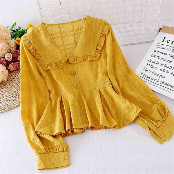 women's spring autumn shirt korean style solid color doll collar short long-sleeved slim fit female blouse gx837 210507, White
women's spring autumn shirt korean style solid color doll collar short long-sleeved slim fit female blouse gx837 210507, White