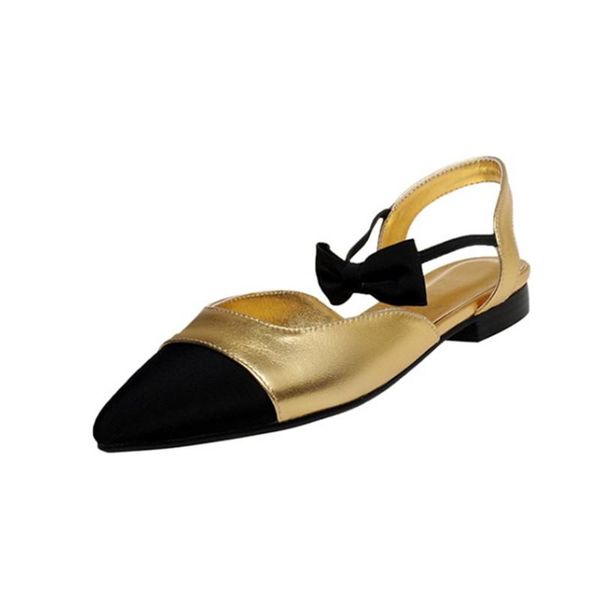large size flat sandals women bow color matching women's shoes fashion pointed golden party ladies spring summer, Black
large size flat sandals women bow color matching women's shoes fashion pointed golden party ladies spring summer, Black
