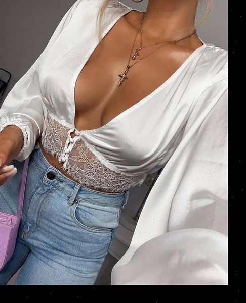 womens blouses uk women autumn hollow deep v neck lace crop long sleeve shirts blouse casual, White
womens blouses uk women autumn hollow deep v neck lace crop long sleeve shirts blouse casual, White