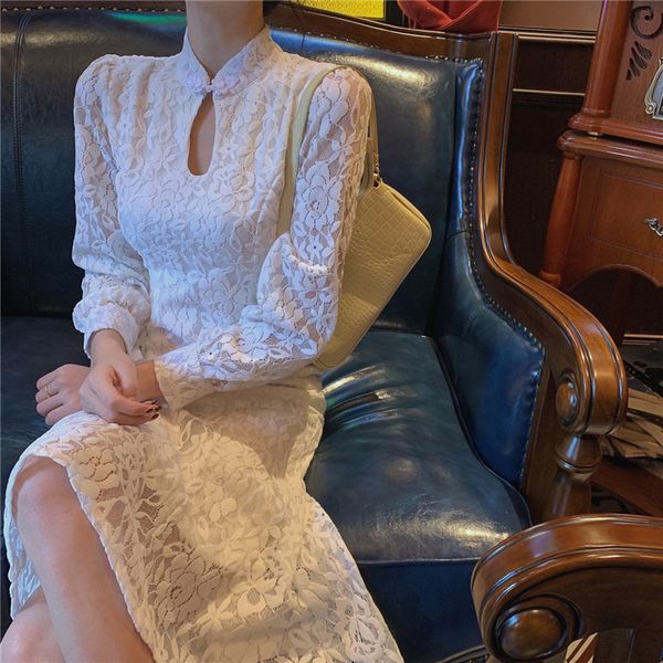 autumn winter stand collar lolita slim cheongsam long dress temperament french retro lace women 210514, Black;gray
autumn winter stand collar lolita slim cheongsam long dress temperament french retro lace women 210514, Black;gray