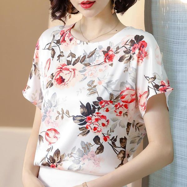 women's blouses & shirts summer silk blouse women elegant loose print short sleeve office ladies blusas mujer large size shirt femme q, White
women's blouses & shirts summer silk blouse women elegant loose print short sleeve office ladies blusas mujer large size shirt femme q, White