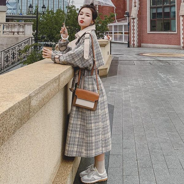 women's wool & blends long plaid woolen coat for women autumn winter korean style temperament all-match female thick overcoat with belt, Black
women's wool & blends long plaid woolen coat for women autumn winter korean style temperament all-match female thick overcoat with belt, Black