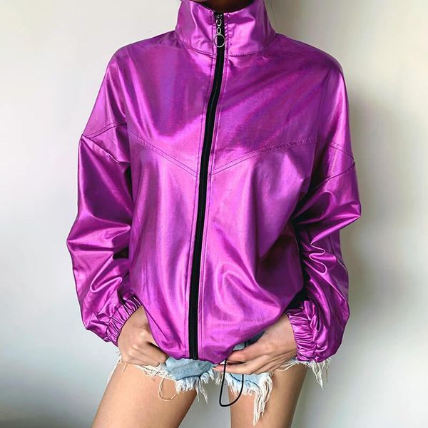 women's wool & blends women purple color stand collar jacket oversize casual loose zipper cardigan long sleeve chic coat streetwear, Black
women's wool & blends women purple color stand collar jacket oversize casual loose zipper cardigan long sleeve chic coat streetwear, Black