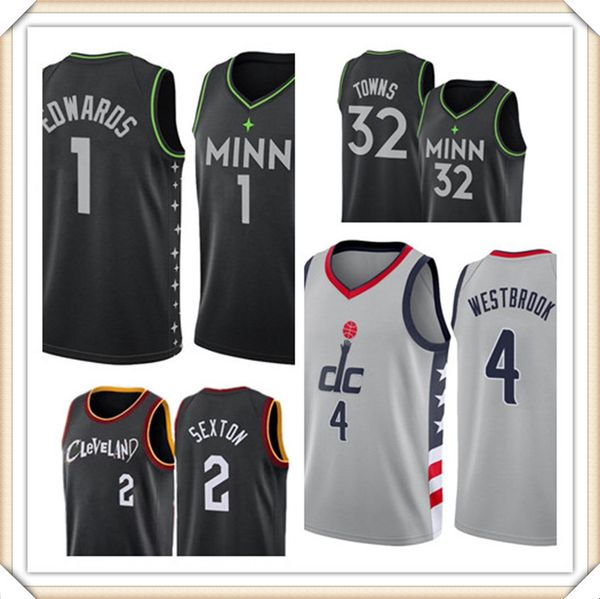 russell 4 westbrook anthony 1 edwards collin 2 sexton jersey, Black;red