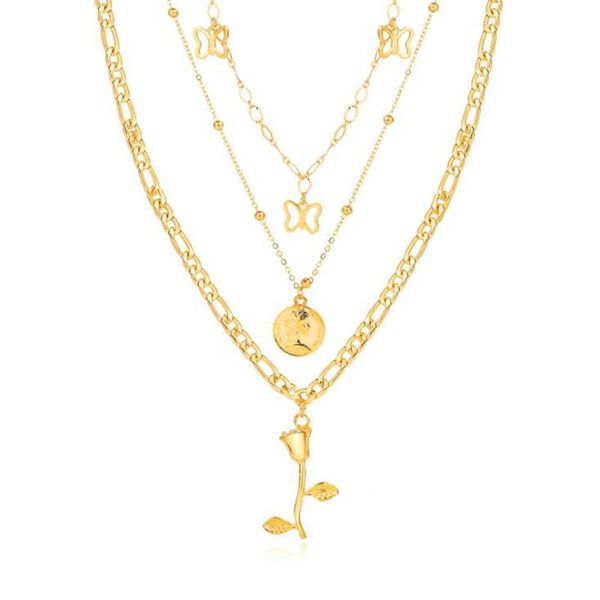 pendant necklaces charm gold rose flower round head portrait disc multilayer chain butterfly necklace jewelry for women female, Silver
pendant necklaces charm gold rose flower round head portrait disc multilayer chain butterfly necklace jewelry for women female, Silver