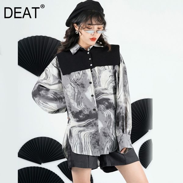 women black shawl inkjet pattern blouse lapel long sleeve loose fit shirt fashion tide spring autumn 7d0005 210421, White
women black shawl inkjet pattern blouse lapel long sleeve loose fit shirt fashion tide spring autumn 7d0005 210421, White