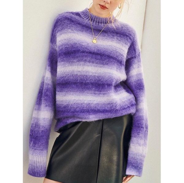 women's sweaters women sweater mohair gradient striped fresh double-sided woven half high neck sleeve knit pullover, White;black
women's sweaters women sweater mohair gradient striped fresh double-sided woven half high neck sleeve knit pullover, White;black