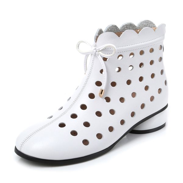 2022 summer ankle boots genuine leather shoes women med high heel back zipper boots cutout breathable mujer zapatos, Black
2022 summer ankle boots genuine leather shoes women med high heel back zipper boots cutout breathable mujer zapatos, Black