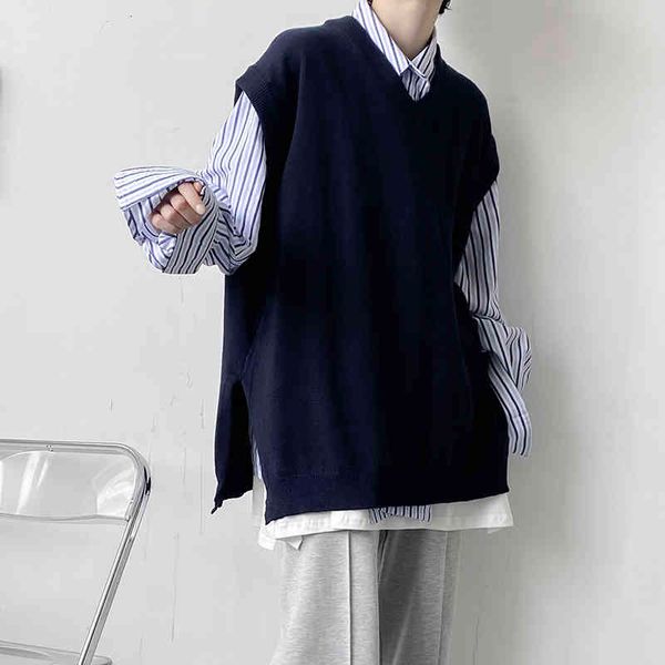 men's sweaters korean fashion vest men women vintage casual pullover waistcoat college style knitwear nij9, White;black
men's sweaters korean fashion vest men women vintage casual pullover waistcoat college style knitwear nij9, White;black