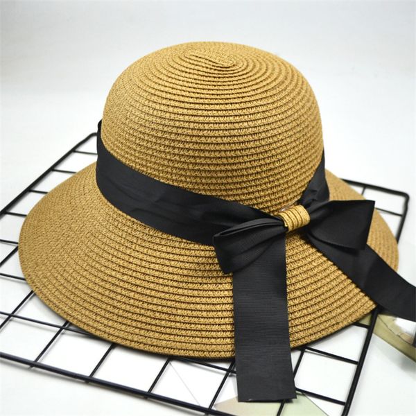 south summer new children's versatile ribbon bow straw beach hat sun protection cornice hat, Blue;gray
south summer new children's versatile ribbon bow straw beach hat sun protection cornice hat, Blue;gray