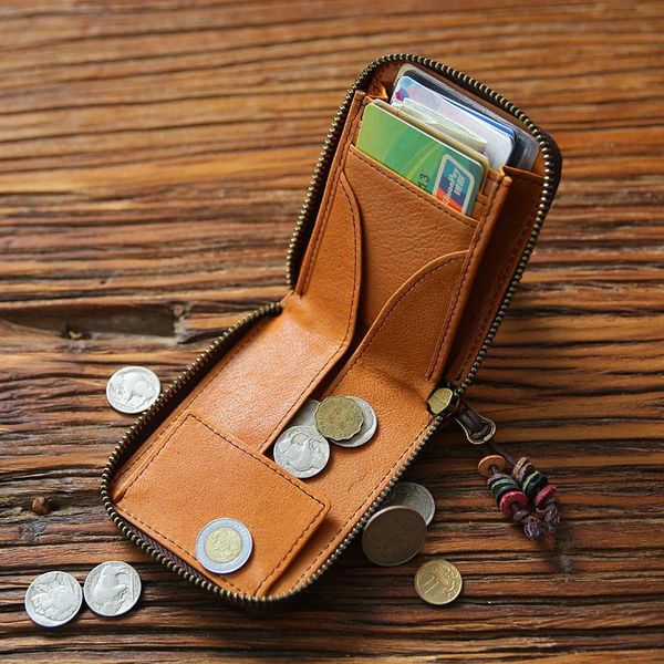 hand made men's leather wallet short vegetable tanned zipper purse for men and women coin card holder bag wallets, Red;black
hand made men's leather wallet short vegetable tanned zipper purse for men and women coin card holder bag wallets, Red;black