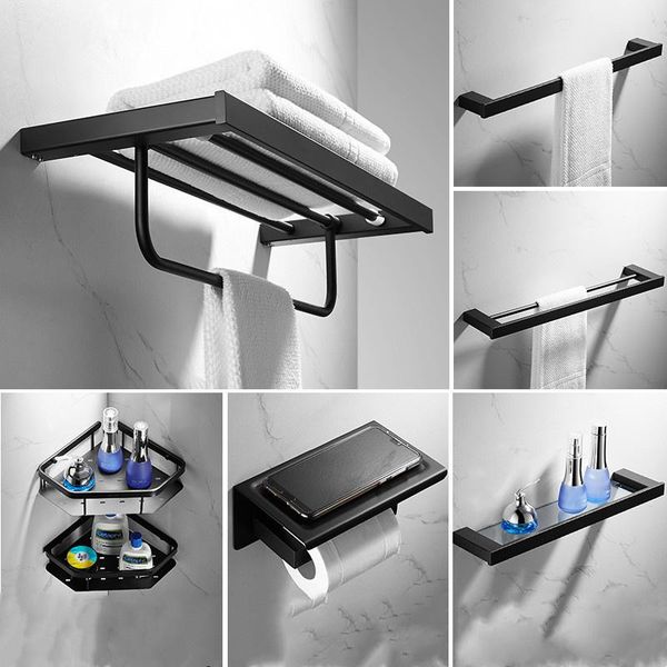 bathroom hardware accessory series 304 stainless steel black towel rack paper/toilet brush holder corner glass shelf soap dish bath set
bathroom hardware accessory series 304 stainless steel black towel rack paper/toilet brush holder corner glass shelf soap dish bath set