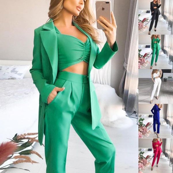 women's two piece pants 3 ol lady clothing set jacket+pant office women blazer and suit business straight slim formal d30, White
women's two piece pants 3 ol lady clothing set jacket+pant office women blazer and suit business straight slim formal d30, White