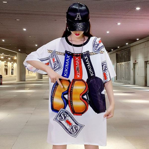 women's t-shirt 2021 summer goggles printed mesh women dry ice silk mid-length oversized casual streetwear hip-hop sweatshirt, White
women's t-shirt 2021 summer goggles printed mesh women dry ice silk mid-length oversized casual streetwear hip-hop sweatshirt, White