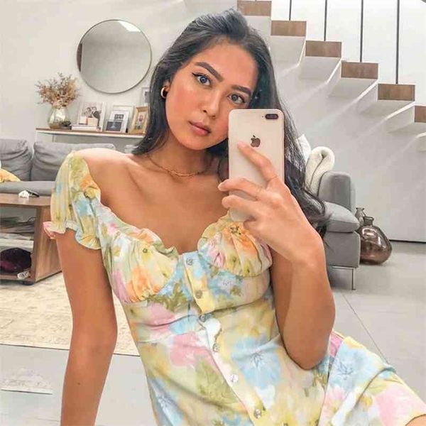 flower prin boho summer dress for women vintage floral mini short sleeve casual button up beach vestidos 210427, White
flower prin boho summer dress for women vintage floral mini short sleeve casual button up beach vestidos 210427, White