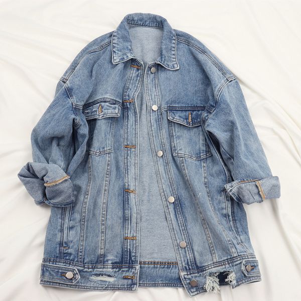 jacket vintage mid long frayed holes denim coat women autumn oversized loose wash jeans jacket female outerwear chaqueta mujer, Black;brown
jacket vintage mid long frayed holes denim coat women autumn oversized loose wash jeans jacket female outerwear chaqueta mujer, Black;brown