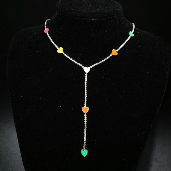 summer arrived candy enamel heart charm choker chain long y lariat necklaces for women girl party wedding jewelry chains, Silver
summer arrived candy enamel heart charm choker chain long y lariat necklaces for women girl party wedding jewelry chains, Silver