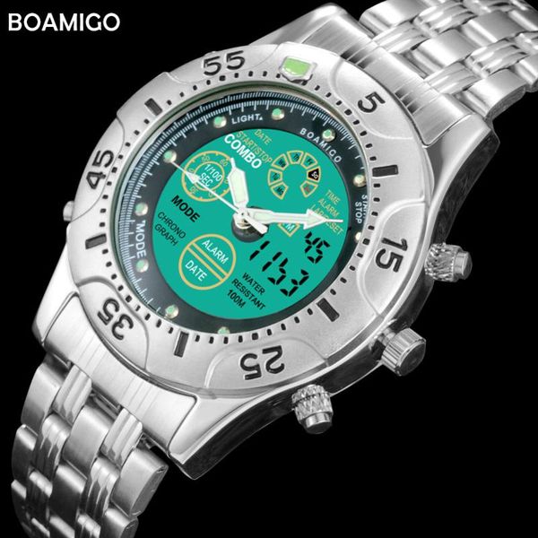 wristwatches men sports watches boamigo brand quartz led analog digital stainless steel band gift reloj hombre, Slivery;brown
wristwatches men sports watches boamigo brand quartz led analog digital stainless steel band gift reloj hombre, Slivery;brown