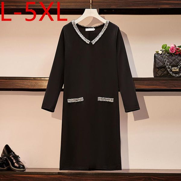 casual dresses l-5xl plus size korean style 2021 autumn women's v neck long sleeves loose dress female s157, Black;gray
casual dresses l-5xl plus size korean style 2021 autumn women's v neck long sleeves loose dress female s157, Black;gray