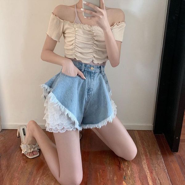pants denim a version womens jeans high waist raw hem shorts lace pantalones vaqueros mujer, Blue
pants denim a version womens jeans high waist raw hem shorts lace pantalones vaqueros mujer, Blue