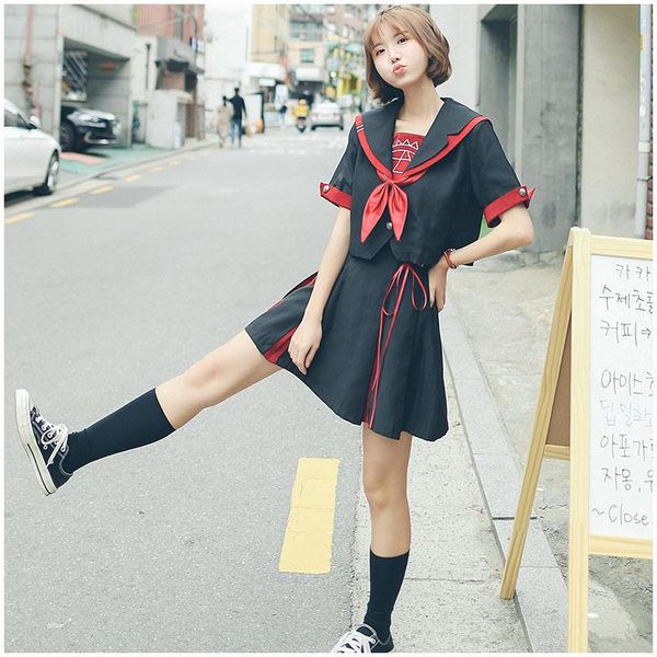 two piece dress ojbk black jk uniform sailor suit cos school wear women soft punk lolita magic front halloween fashion costumes, White
two piece dress ojbk black jk uniform sailor suit cos school wear women soft punk lolita magic front halloween fashion costumes, White
