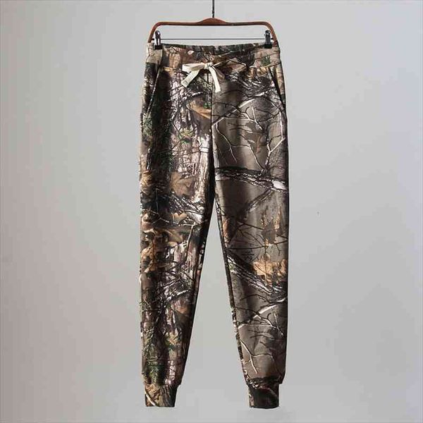 mens bionic jungle camouflage cargo pants autumn winter elastic waist slim casual wild brushed trousers pantalon cargo homme, Black