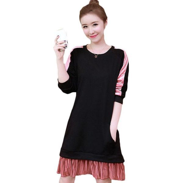casual dresses 2021 spring autumn korean fashion loose large size long sleeve dress female black round neck lotus leaf mosaic lq659, Black;gray
casual dresses 2021 spring autumn korean fashion loose large size long sleeve dress female black round neck lotus leaf mosaic lq659, Black;gray