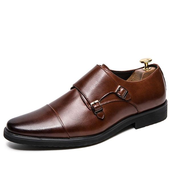 dress shoes slip on leather business men's formal double buckle male wedding pointed toe flats men footwear, Black
dress shoes slip on leather business men's formal double buckle male wedding pointed toe flats men footwear, Black