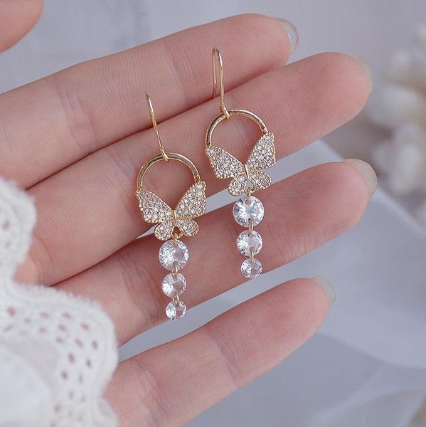 dangle & chandelier fashion brand jewelry 14k real gold butterfly earrings for women gift shining zircon long drop, Silver
dangle & chandelier fashion brand jewelry 14k real gold butterfly earrings for women gift shining zircon long drop, Silver
