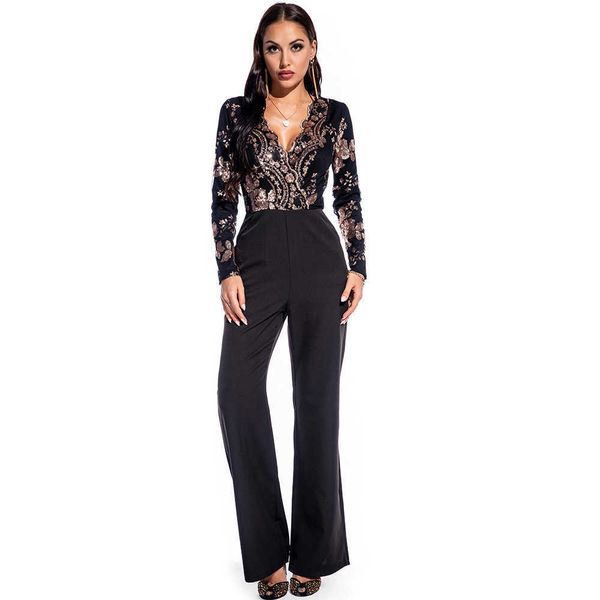 luxury party evening dress long sleeve sequin splicing jumpsuit women's wear, Black;gray
luxury party evening dress long sleeve sequin splicing jumpsuit women's wear, Black;gray