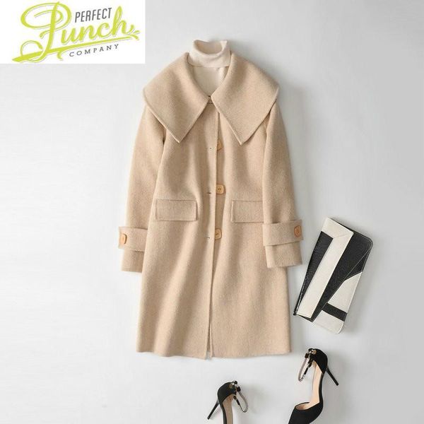women's wool & blends 100% female double-sided jacket spring autumn long coat korean fashion vintage elegant ladies coats 2021 1788 kj5, Black
women's wool & blends 100% female double-sided jacket spring autumn long coat korean fashion vintage elegant ladies coats 2021 1788 kj5, Black