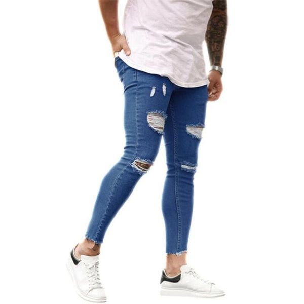 men's jeans skinny men pants hole stretch ripped slim fit denim solid long trousers clothing, Blue
men's jeans skinny men pants hole stretch ripped slim fit denim solid long trousers clothing, Blue