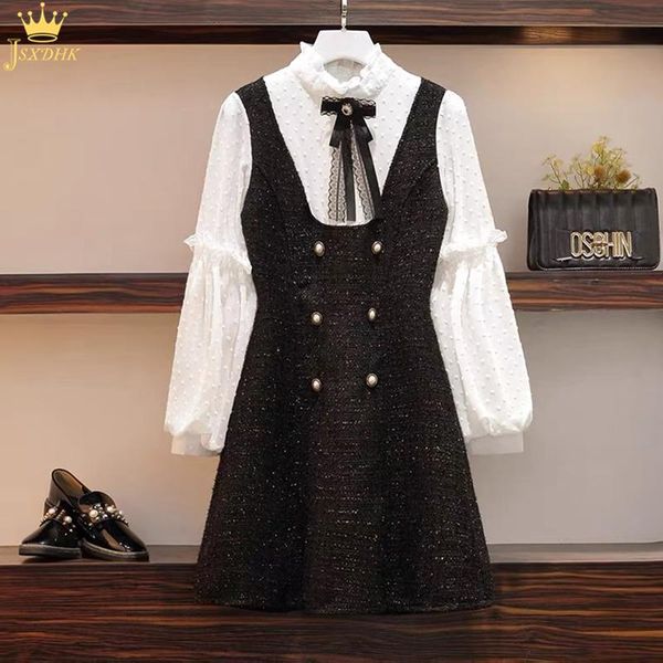 casual dresses 2021autumn winter fashion stand collar chiffon patchwork tweed faketwo-piece dress bow button puff long sleeve plus size, Black;gray
casual dresses 2021autumn winter fashion stand collar chiffon patchwork tweed faketwo-piece dress bow button puff long sleeve plus size, Black;gray