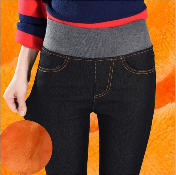 winter keep warm thickened gold women jeans velvet elasticated high waist trousers pants, Blue
winter keep warm thickened gold women jeans velvet elasticated high waist trousers pants, Blue