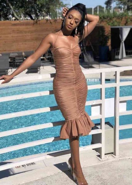 dresses women summer backless halter mermaid draped mesh fashion lady designer elegant evening party vestidos, Black;gray
dresses women summer backless halter mermaid draped mesh fashion lady designer elegant evening party vestidos, Black;gray