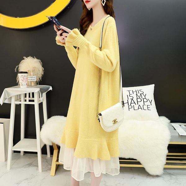 casual dresses #1004 spring autumn a-line sweater dress women loose o neck split joint mesh midi knitted ladies long sleeved, Black;gray
casual dresses #1004 spring autumn a-line sweater dress women loose o neck split joint mesh midi knitted ladies long sleeved, Black;gray