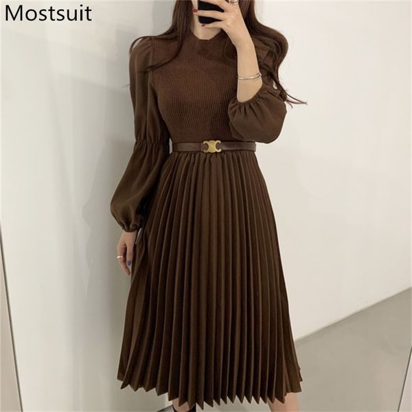 korean vintage knitted pleated dress women spring puff sleeve o-neck long dresses elegant ladies a-line vestidos femme 210513, Black;gray
korean vintage knitted pleated dress women spring puff sleeve o-neck long dresses elegant ladies a-line vestidos femme 210513, Black;gray