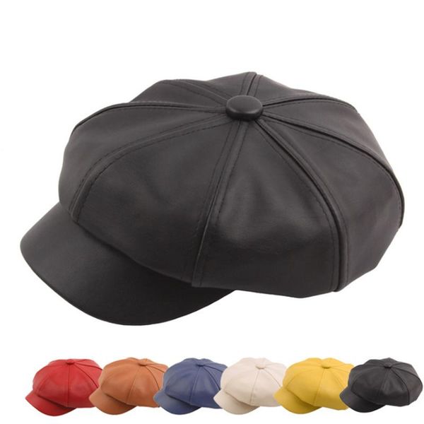 beanies autumn and winter pu leather stitching octagonal hat fashion painter solid color beret
beanies autumn and winter pu leather stitching octagonal hat fashion painter solid color beret