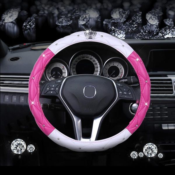 luxury crown pink steering wheel cover for girls women pu leather rhinestones diamond car 38cm universal bling covers 
luxury crown pink steering wheel cover for girls women pu leather rhinestones diamond car 38cm universal bling covers