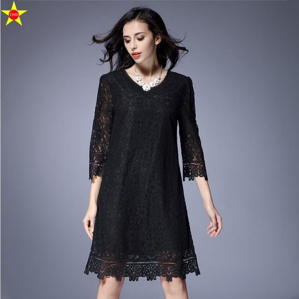 casual dresses l-5xl plus size women lace patchwork 2021 autumn fashion 3/4 sleeve hollow out elegant dress vestidos extra large, Black;gray
casual dresses l-5xl plus size women lace patchwork 2021 autumn fashion 3/4 sleeve hollow out elegant dress vestidos extra large, Black;gray